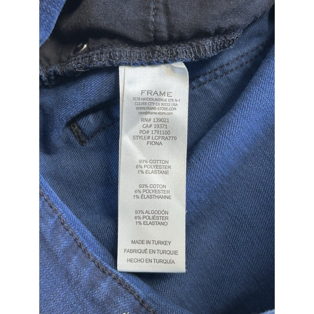 FRAME Le Crop Flare Raw After Jeans High Rise Ankle Fiona Dark Wash Blue Size 34 - Picture 7 of 8